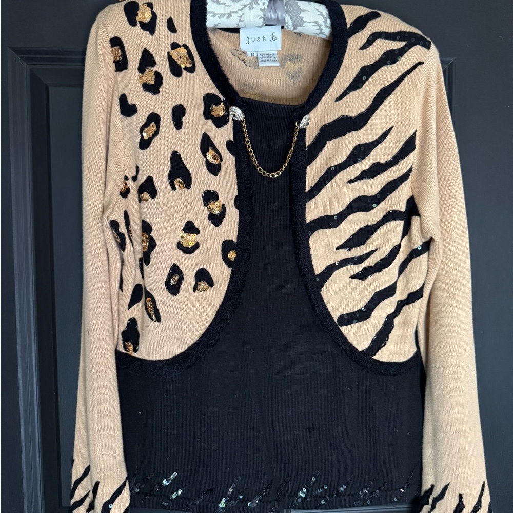 Just Be Black and Tan Animal Print Cardigan